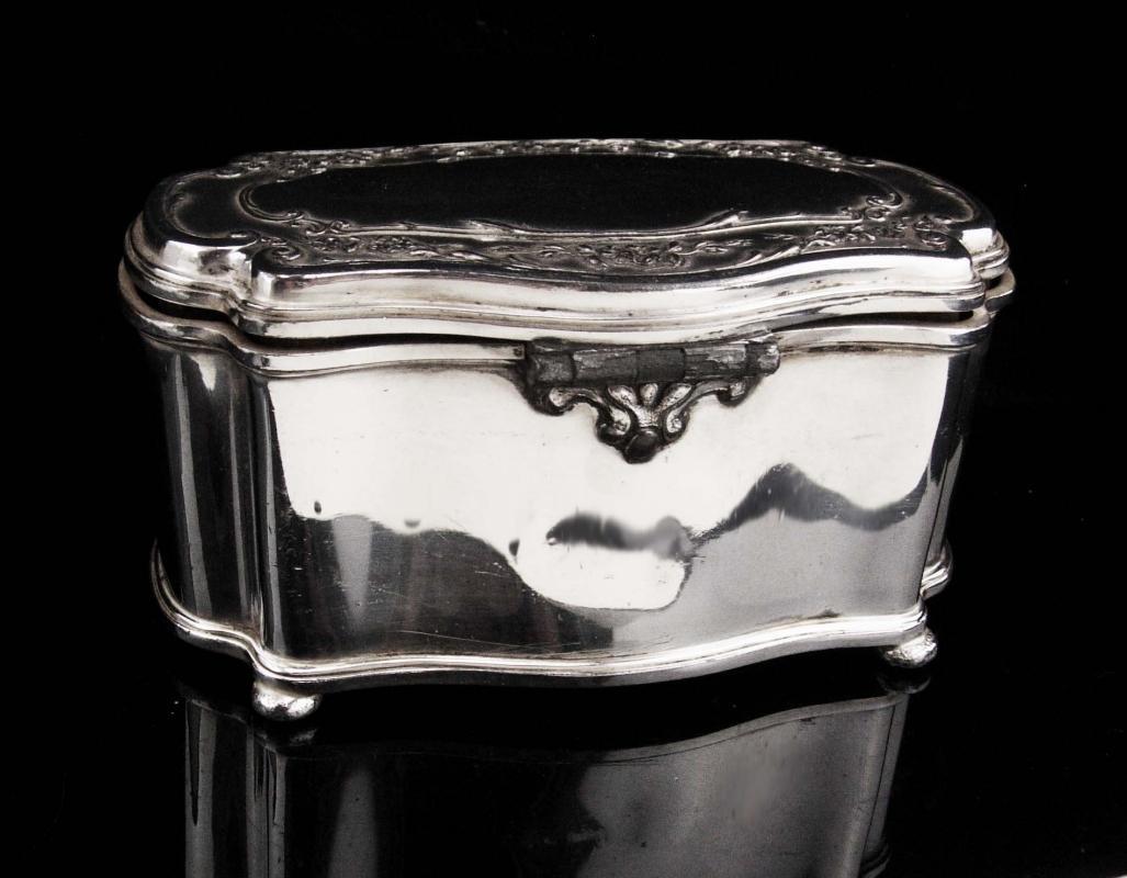 Antique Jewelry casket / Large Victorian box /Reed & Barton / silver footed jewelry case / Wedding gift / velvet lined Trinket box / Vanity