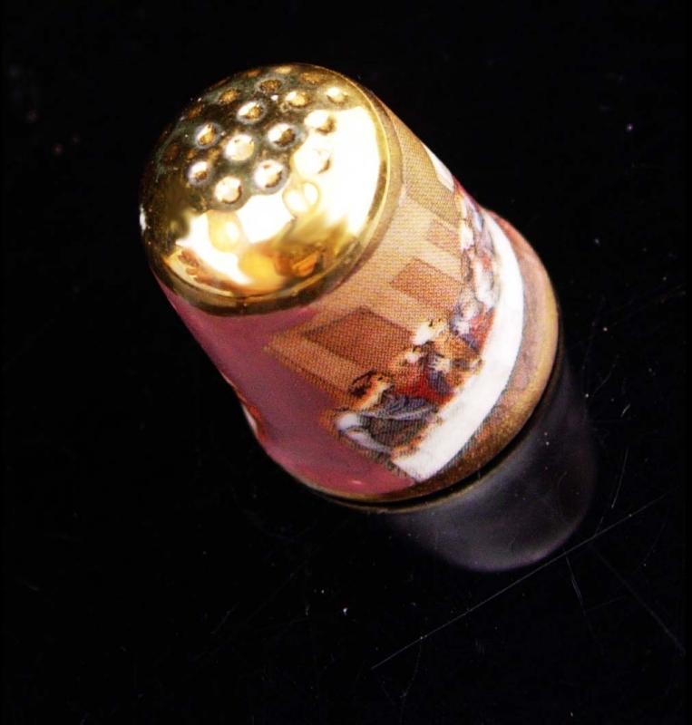 Vintage Thimble / The Lord's supper / Porcelain signed thimble / religious gift / Christian thimble / womens gift