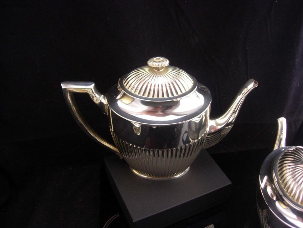 3 piece Antique Tea set / Art deco tea set / 1900's Victorian Silver Tea service / Forbes hinged teapot / signed silver / Creamer Sugar hpns
