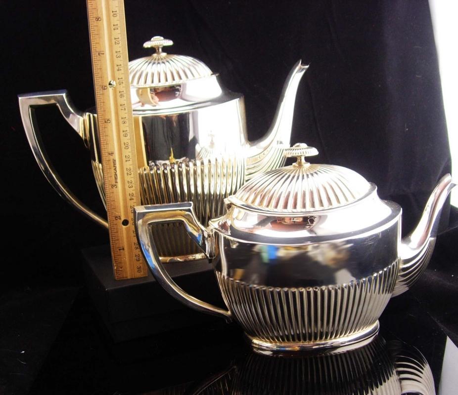 3 piece Antique Tea set / Art deco tea set / 1900's Victorian Silver Tea service / Forbes hinged teapot / signed silver / Creamer Sugar hpns