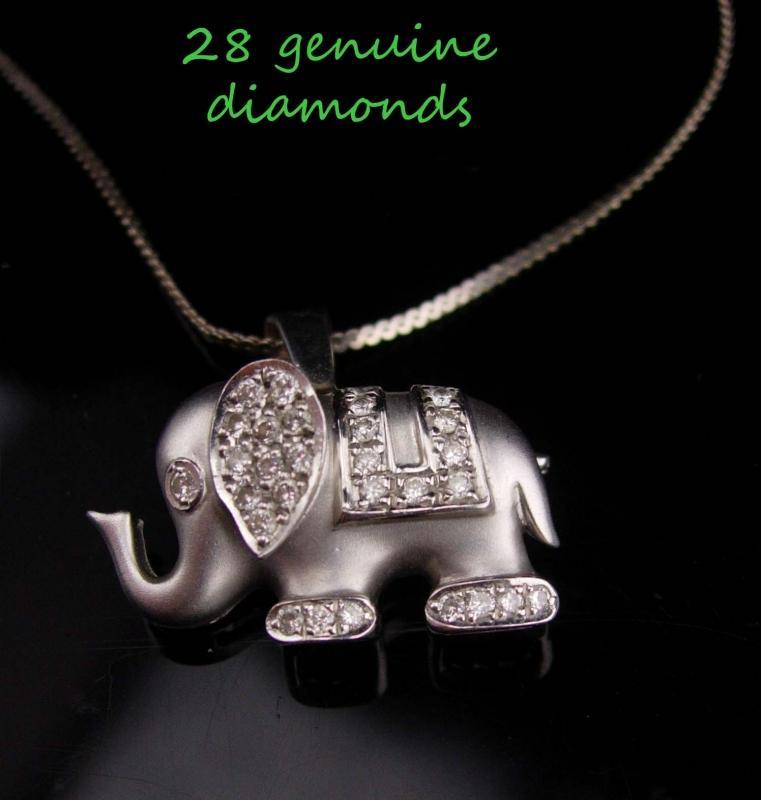 White Gold Elephant / 18Kt Elephant BROOCH Pendant / vintage Diamond Charm / Good Luck ELEPHANT / Republican gift / k18 Circus animal