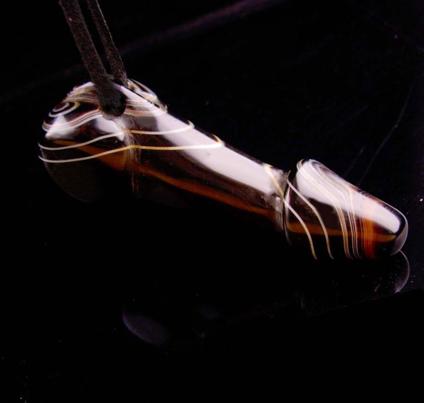 Male Figural Pendant / phallic necklace / Vintage Banded Agate / Talisman / Gay Interest / erotic figural / Phallus Bachelorette mature