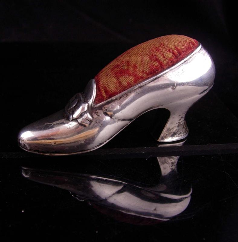 Antique Gorham Sterling Silver Shoe / vintage Pin Cushion / Birthday gift / anniversary / gift for mom / mothers day / New baby boy