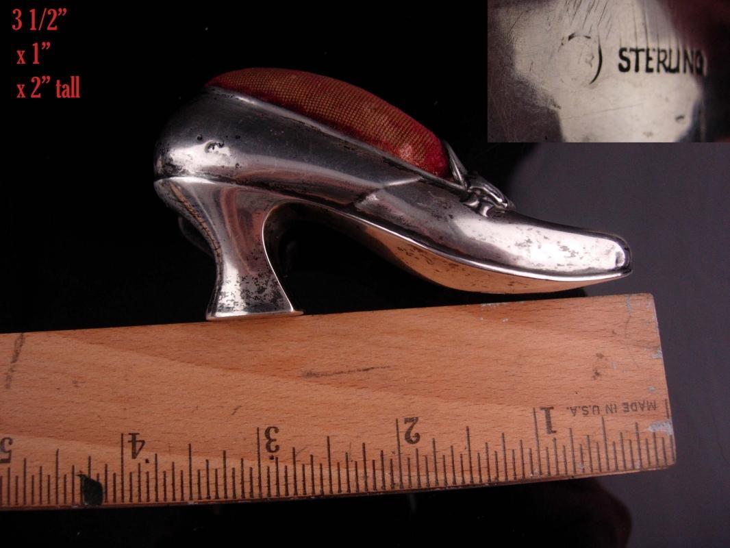 Antique Gorham Sterling Silver Shoe / vintage Pin Cushion / Birthday gift / anniversary / gift for mom / mothers day / New baby boy