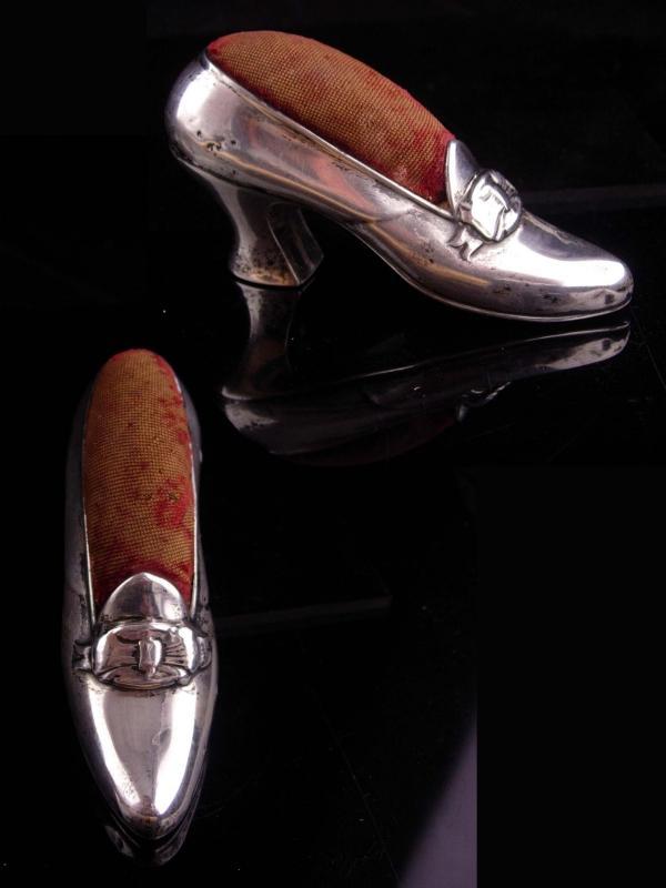 Antique Gorham Sterling Silver Shoe / vintage Pin Cushion / Birthday gift / anniversary / gift for mom / mothers day / New baby boy