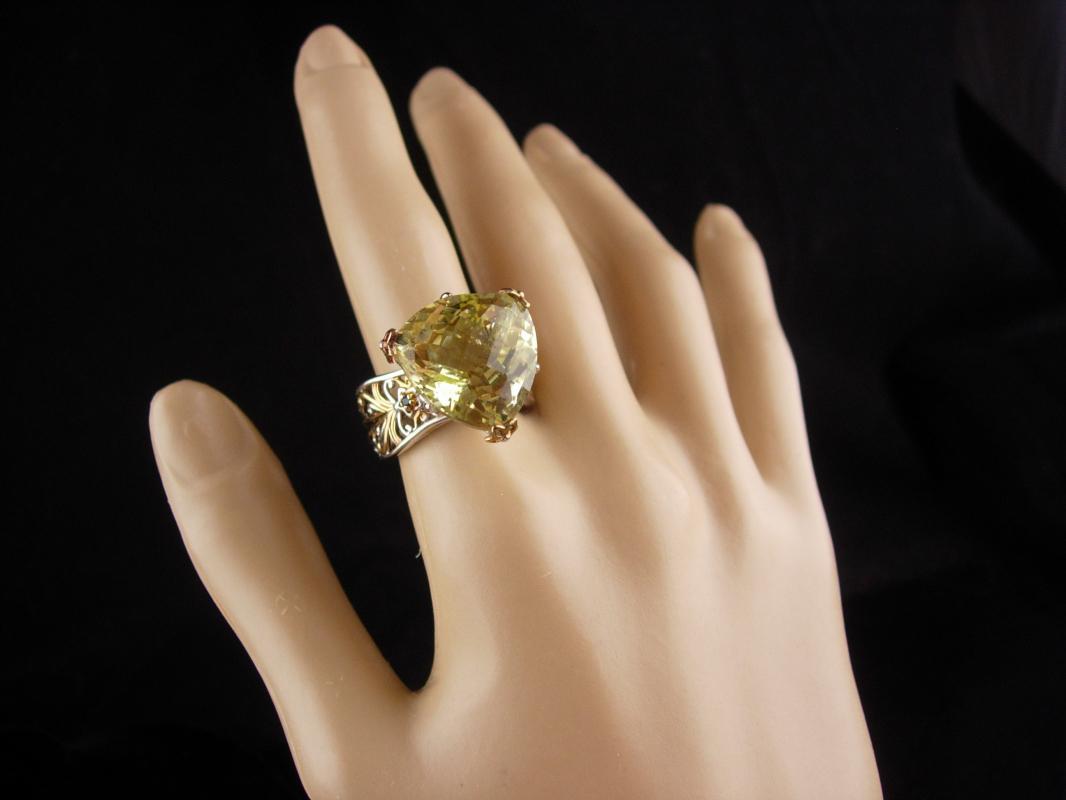 HUGE 4CT peridot ring / Cushion cut Cocktail Ring / Vintage Sapphire Sterling ring / Size 7 1/2 / 1st anniversary / August /virgo birthday