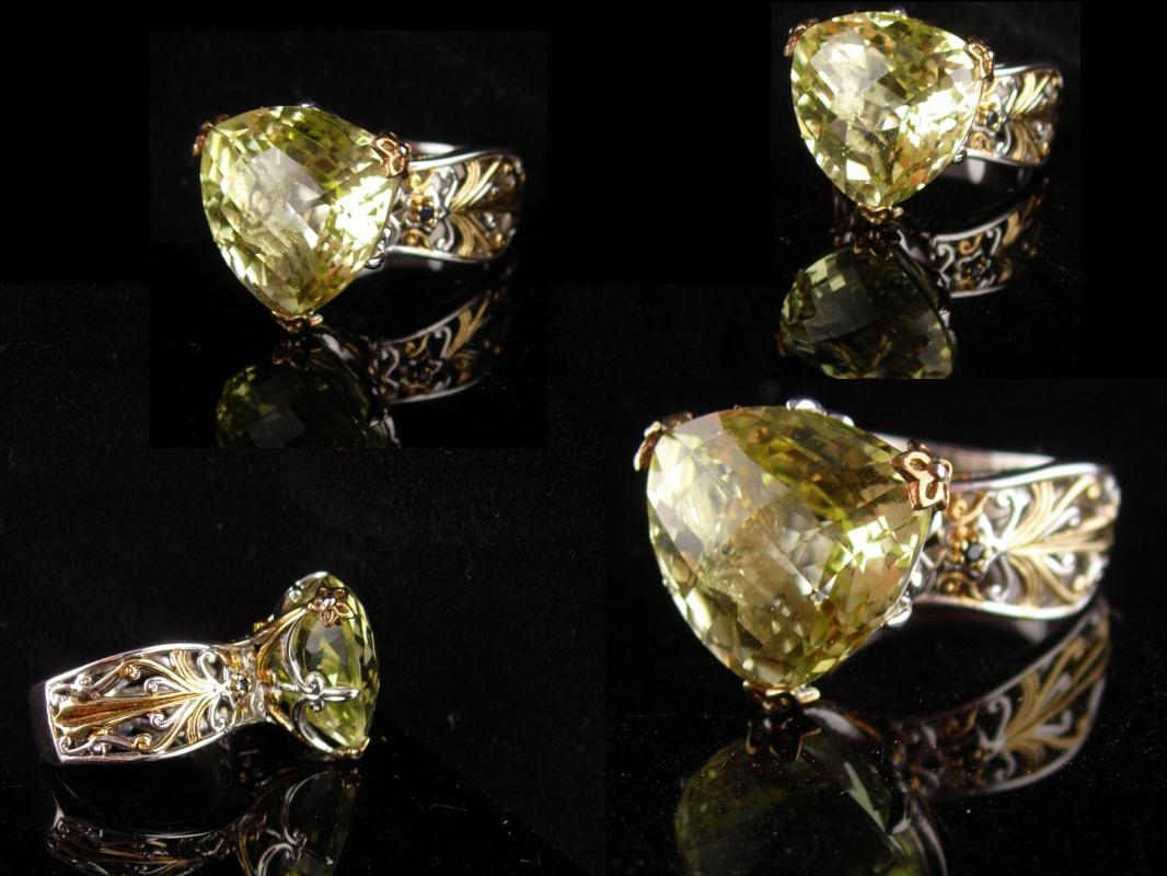 HUGE 4CT peridot ring / Cushion cut Cocktail Ring / Vintage Sapphire Sterling ring / Size 7 1/2 / 1st anniversary / August /virgo birthday
