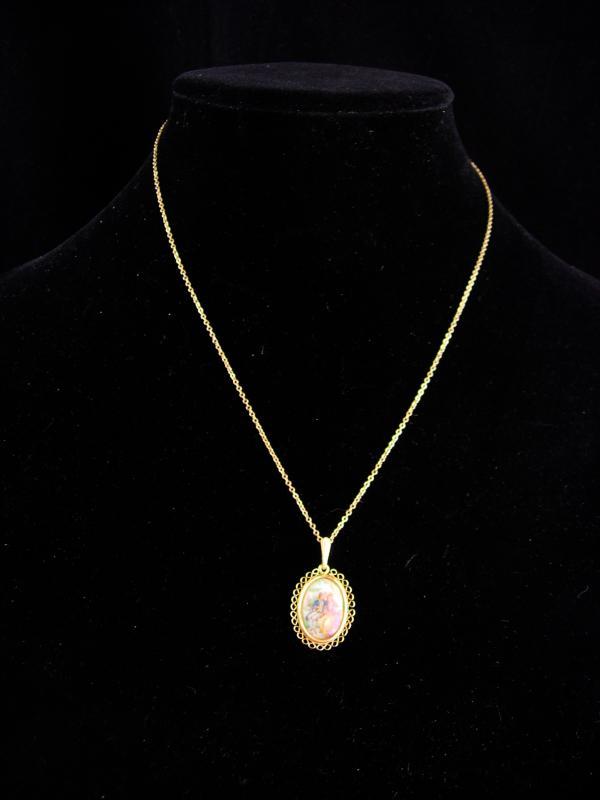 French necklace / Victorian cameo portrait pendant/ Limoges cameo / gold filled krementz / wedding jewelry / anniversary gift