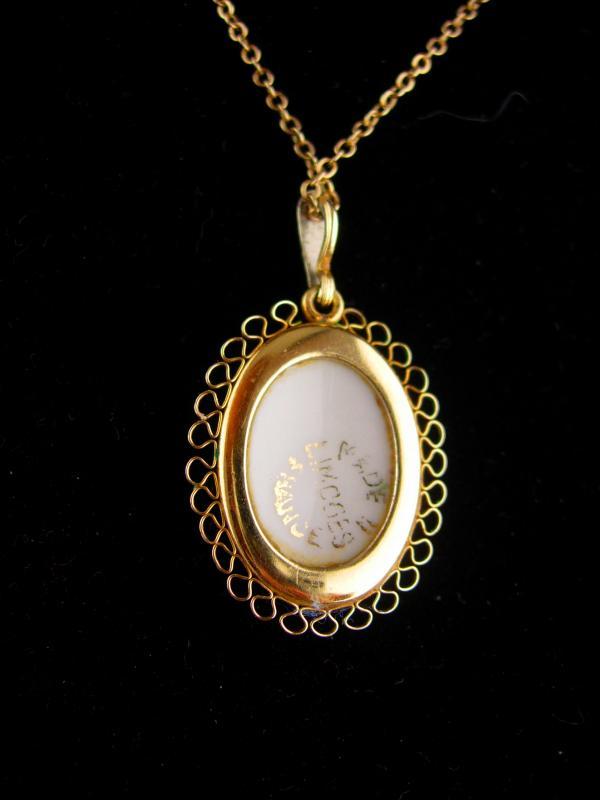 French necklace / Victorian cameo portrait pendant/ Limoges cameo / gold filled krementz / wedding jewelry / anniversary gift