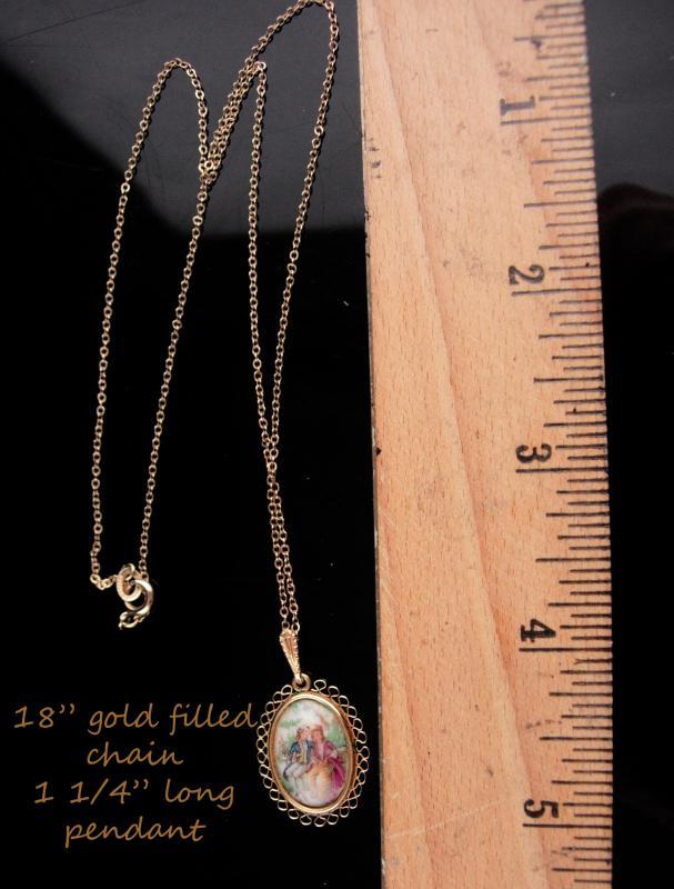 French necklace / Victorian cameo portrait pendant/ Limoges cameo / gold filled krementz / wedding jewelry / anniversary gift