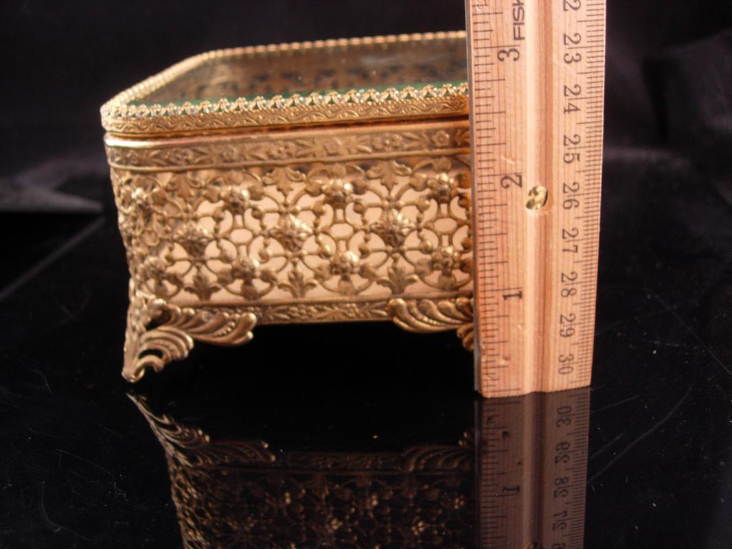 Antique Box / Wedding Jewelry Casket / ormolu footed box / Original lining / Trinket box Vanity box Victorian Ring casket
