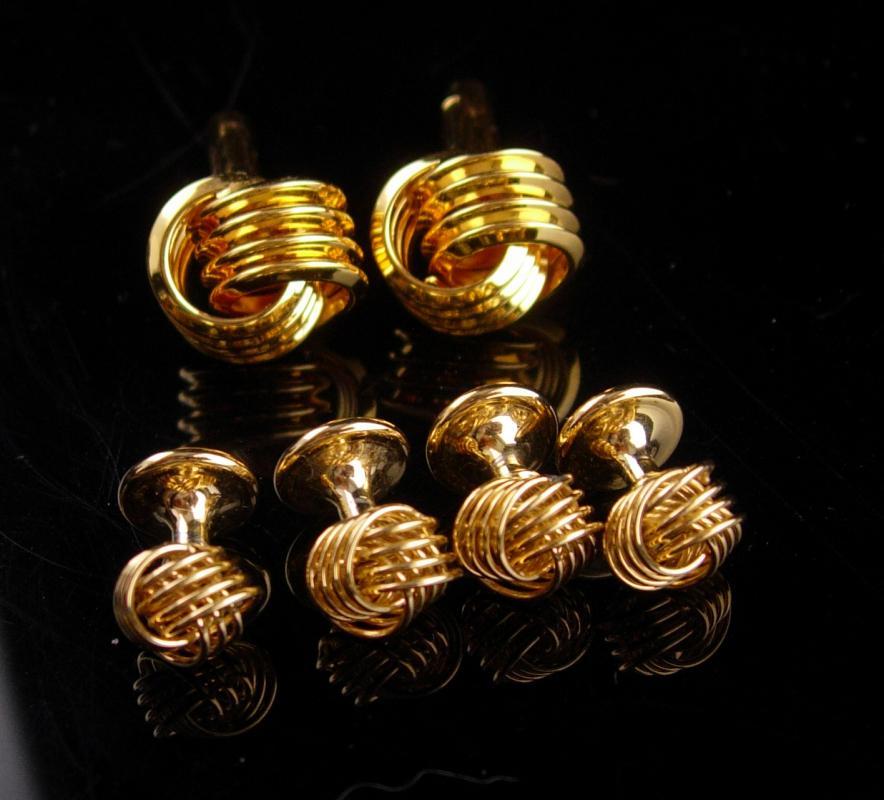 LOVE knot Cufflinks / vintage tuxedo set / Wedding eternity button studs / gold anniversary gift / groom gift