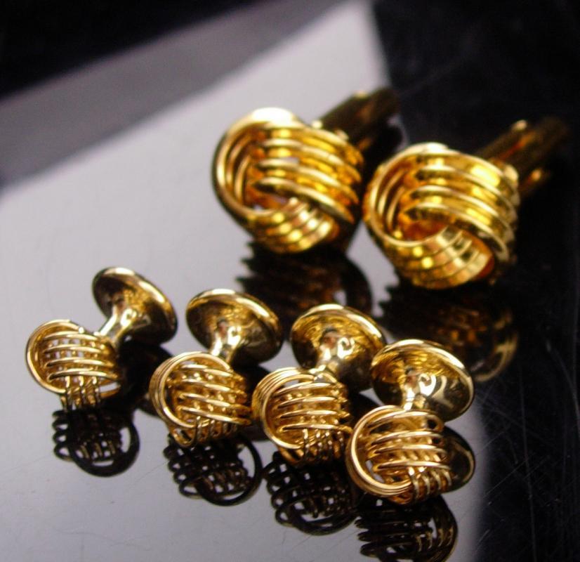 LOVE knot Cufflinks / vintage tuxedo set / Wedding eternity button studs / gold anniversary gift / groom gift