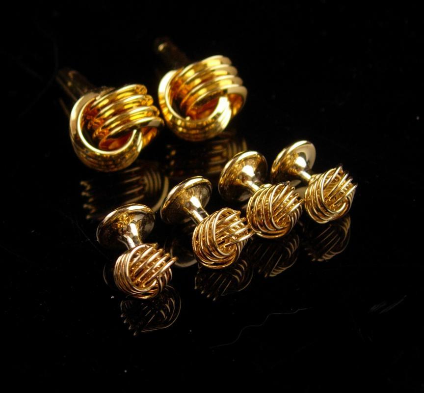 LOVE knot Cufflinks / vintage tuxedo set / Wedding eternity button studs / gold anniversary gift / groom gift