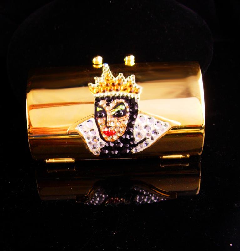 Queen Lipstick case / Disney Rhinestone purse accessory / Evil Queen / bride gift / sister birthday / daughter gift / hinged compact case