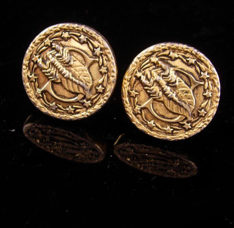 SCORPIO Cufflinks / Vintage mens gift / gold Horoscope set / October November birthday / Astrology / anniversary gift / scorpion stars