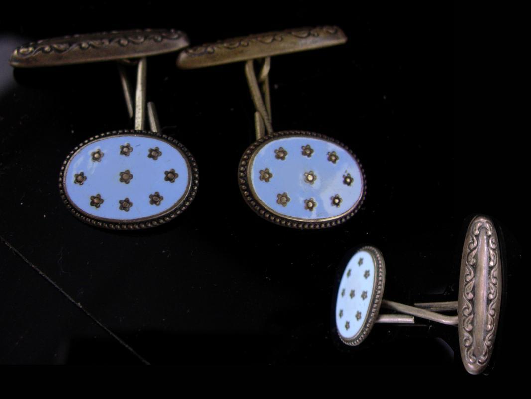 Antique sterling cufflinks / victorian blue stars / civil war era / silver Celestial Jewelry / astronomy / astronomer gift / political gift