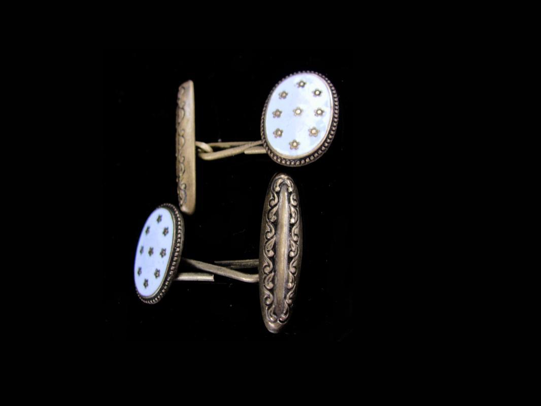 Antique sterling cufflinks / victorian blue stars / civil war era / silver Celestial Jewelry / astronomy / astronomer gift / political gift