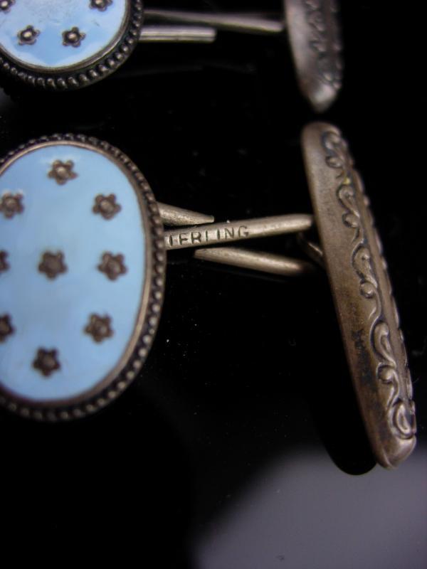 Antique sterling cufflinks / victorian blue stars / civil war era / silver Celestial Jewelry / astronomy / astronomer gift / political gift