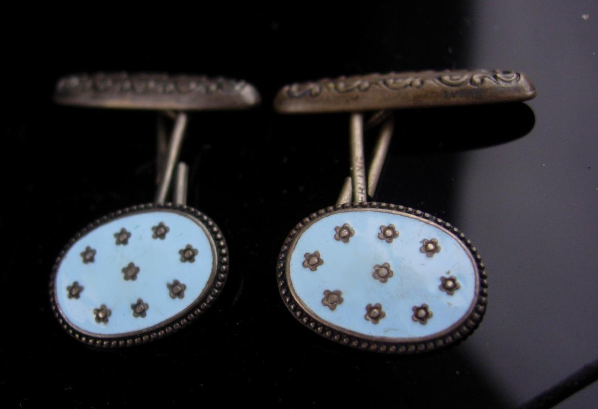Antique sterling cufflinks / victorian blue stars / civil war era / silver Celestial Jewelry / astronomy / astronomer gift / political gift