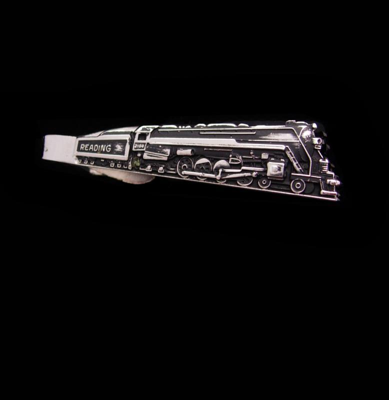 Reading Railroad / Vintage Train tieclip / Vintage Engineer gift / Robbins company / silver Locomotive / engineer gift / fathers day gift