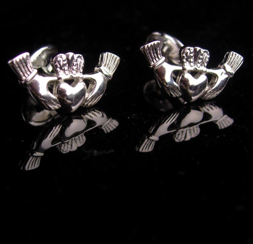 Vintage IRISH Cufflinks / silver Claddagh set / Ireland gift / Celtic wedding / Heart hands / Friendship gift / celtic cufflinks