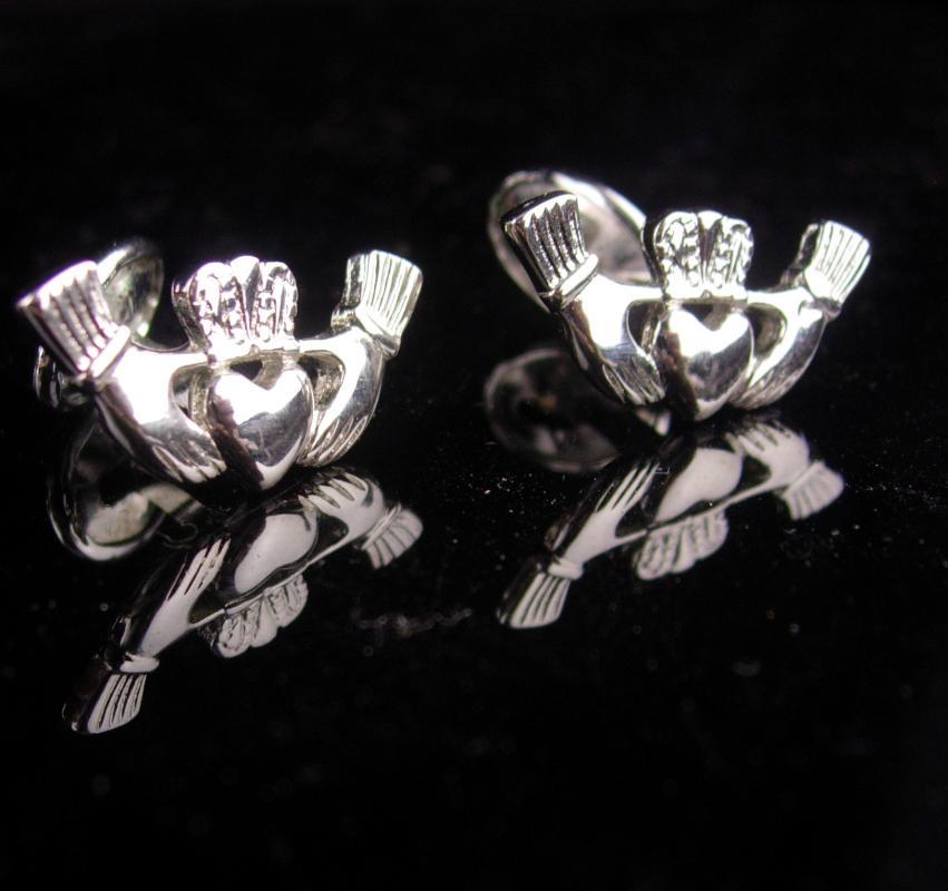 Vintage IRISH Cufflinks / silver Claddagh set / Ireland gift / Celtic wedding / Heart hands / Friendship gift / celtic cufflinks