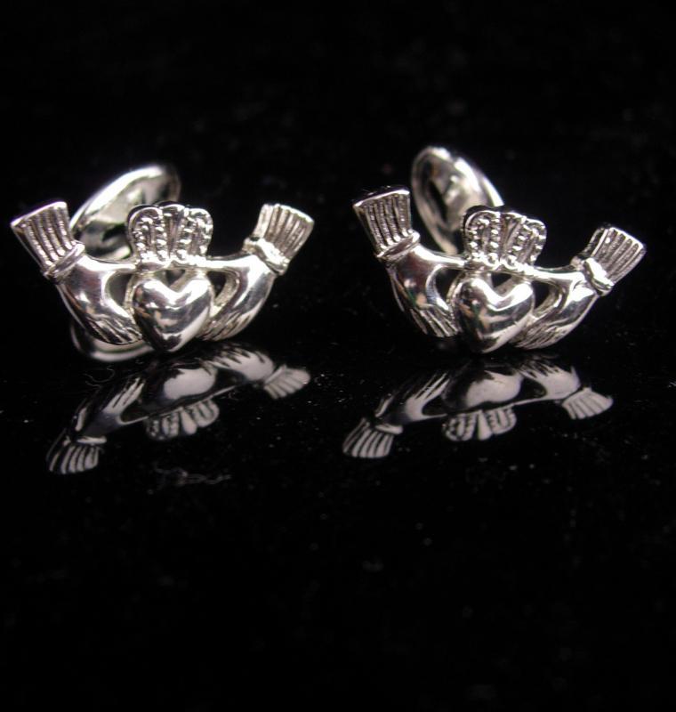 Vintage IRISH Cufflinks / silver Claddagh set / Ireland gift / Celtic wedding / Heart hands / Friendship gift / celtic cufflinks