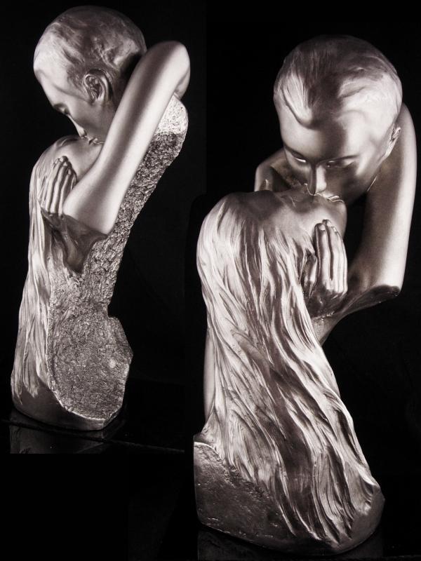 Vintage Nude Statue / Signed Sculpture / Female Male lovers / 20