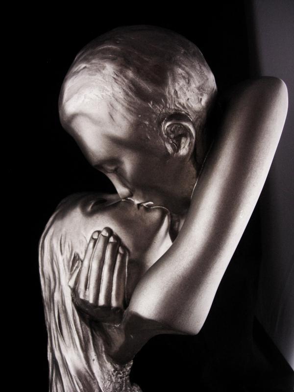 Vintage Nude Statue / Signed Sculpture / Female Male lovers / 20