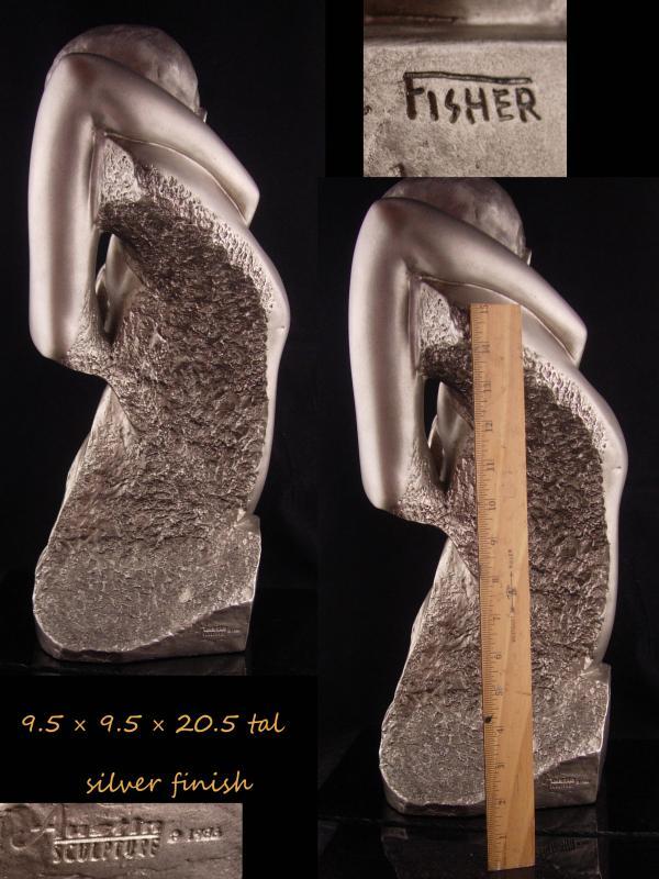 Vintage Nude Statue / Signed Sculpture / Female Male lovers / 20