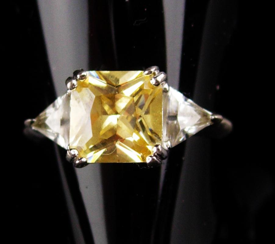 Citrine engagement Ring / Vintage Sterling Silver / Lemon stone / Size 7 1/2 / 13th 17th anniversary November gemstone sagittarius scorpio