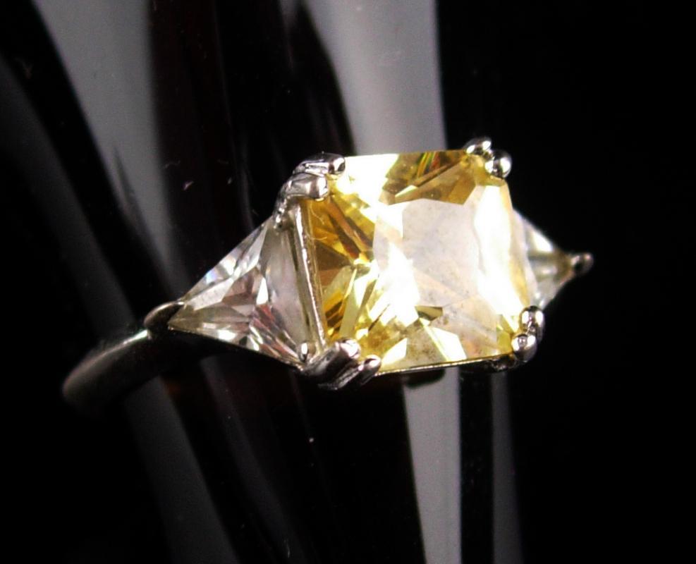 Citrine engagement Ring / Vintage Sterling Silver / Lemon stone / Size 7 1/2 / 13th 17th anniversary November gemstone sagittarius scorpio