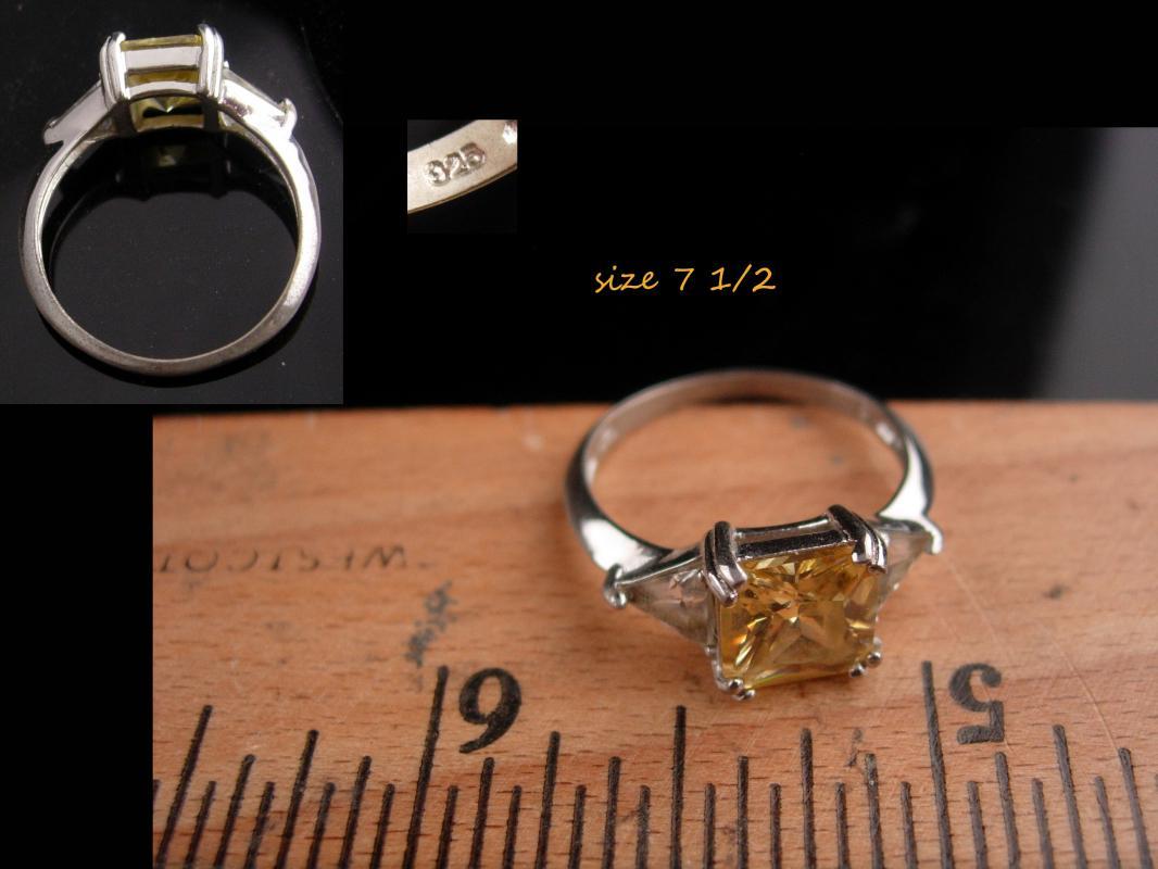 Citrine engagement Ring / Vintage Sterling Silver / Lemon stone / Size 7 1/2 / 13th 17th anniversary November gemstone sagittarius scorpio