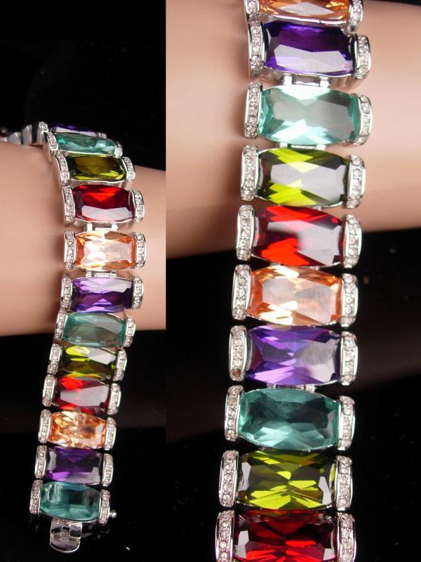 Vintage Statement bracelet / Princess Borghese signed / 240 stones / silver rhinestone bracelet / designer jewelry /