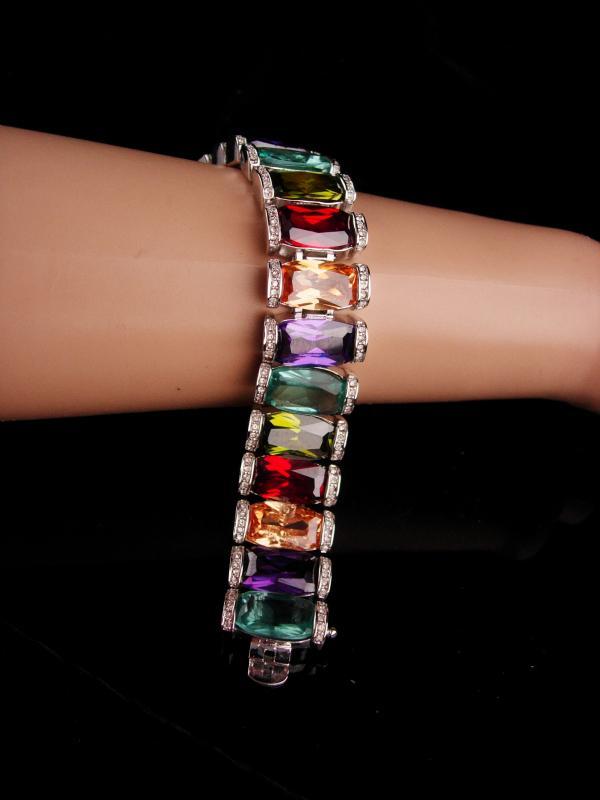 Vintage Statement bracelet / Princess Borghese signed / 240 stones / silver rhinestone bracelet / designer jewelry /