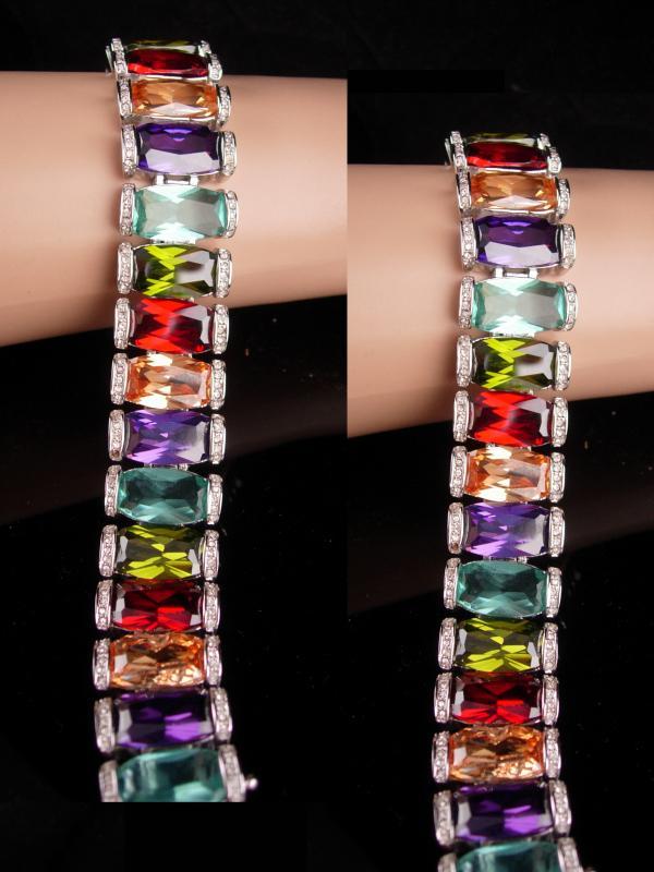 Vintage Statement bracelet / Princess Borghese signed / 240 stones / silver rhinestone bracelet / designer jewelry /