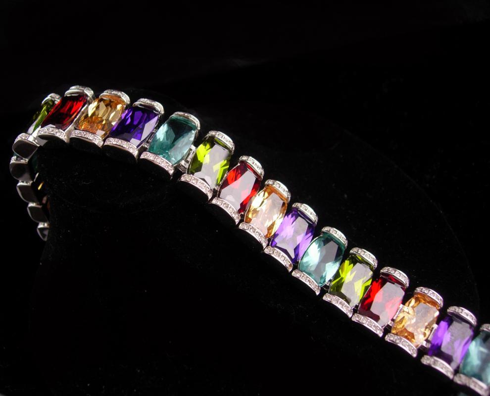 Vintage Statement bracelet / Princess Borghese signed / 240 stones / silver rhinestone bracelet / designer jewelry /