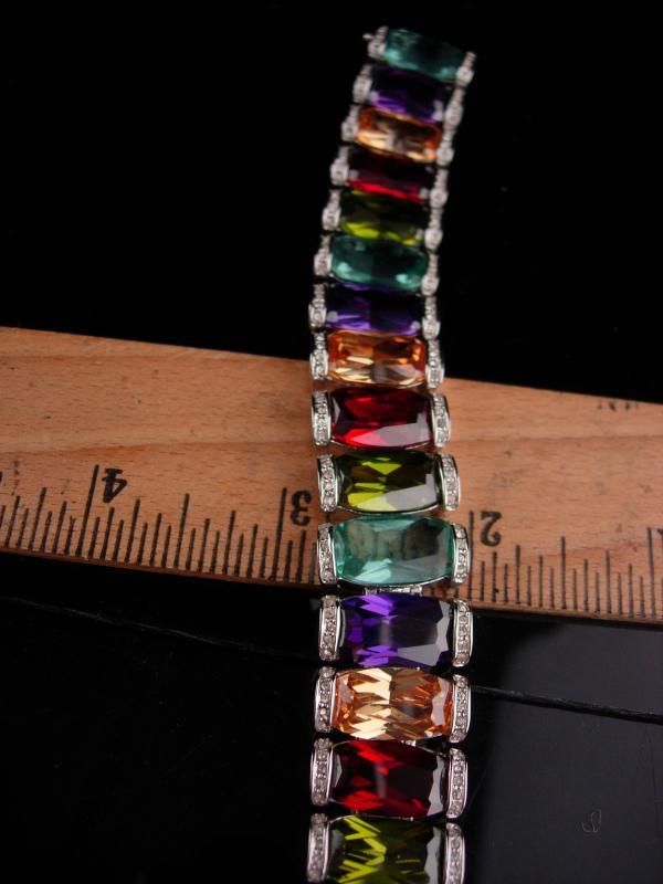 Vintage Statement bracelet / Princess Borghese signed / 240 stones / silver rhinestone bracelet / designer jewelry /