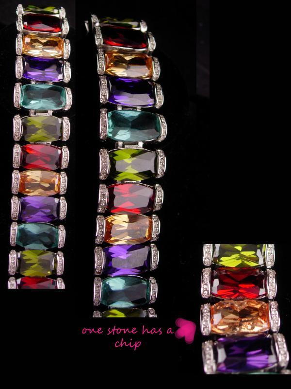 Vintage Statement bracelet / Princess Borghese signed / 240 stones / silver rhinestone bracelet / designer jewelry /