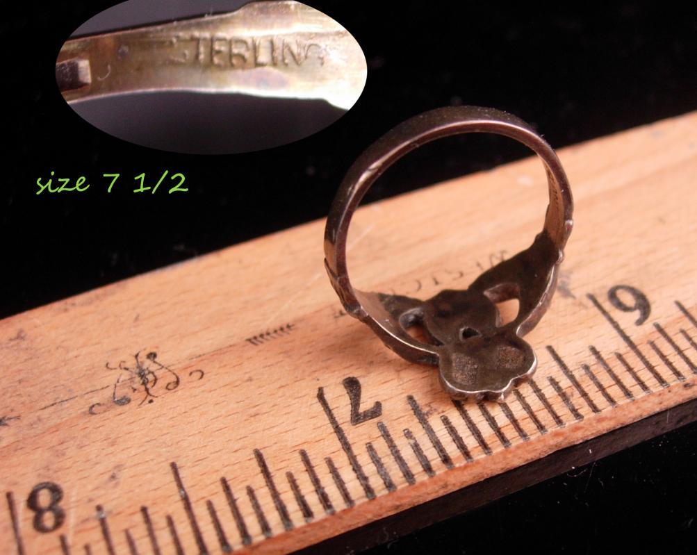 Vintage Sterling Claddagh Ring / Irish silver marcasite wedding ring / Ireland Celtic Heart / Loyalty Friendship size 7 1/2