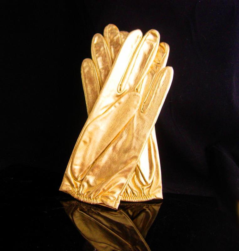 Vintage Gold Lame Gloves / Broadway music entertainer / Prom Ball Room Dancing / Size small / shiny gold never worn / vintage accessory