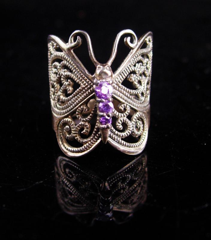 Magical Butterfly Ring / sterling amethyst ring / Fairy goddess jewelry / 6th Wedding anniversary / february birthstone / silver wrap ring