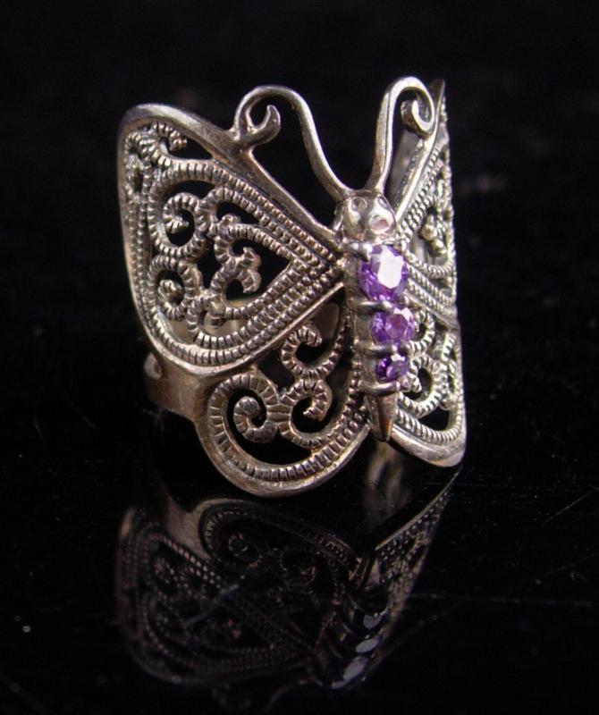 Magical Butterfly Ring / sterling amethyst ring / Fairy goddess jewelry / 6th Wedding anniversary / february birthstone / silver wrap ring