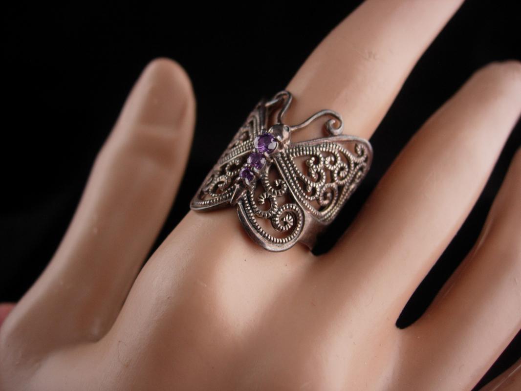 Magical Butterfly Ring / sterling amethyst ring / Fairy goddess jewelry / 6th Wedding anniversary / february birthstone / silver wrap ring