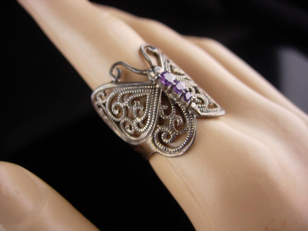 Magical Butterfly Ring / sterling amethyst ring / Fairy goddess jewelry / 6th Wedding anniversary / february birthstone / silver wrap ring