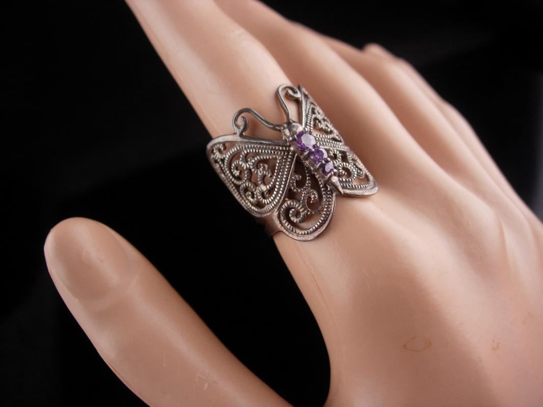 Magical Butterfly Ring / sterling amethyst ring / Fairy goddess jewelry / 6th Wedding anniversary / february birthstone / silver wrap ring