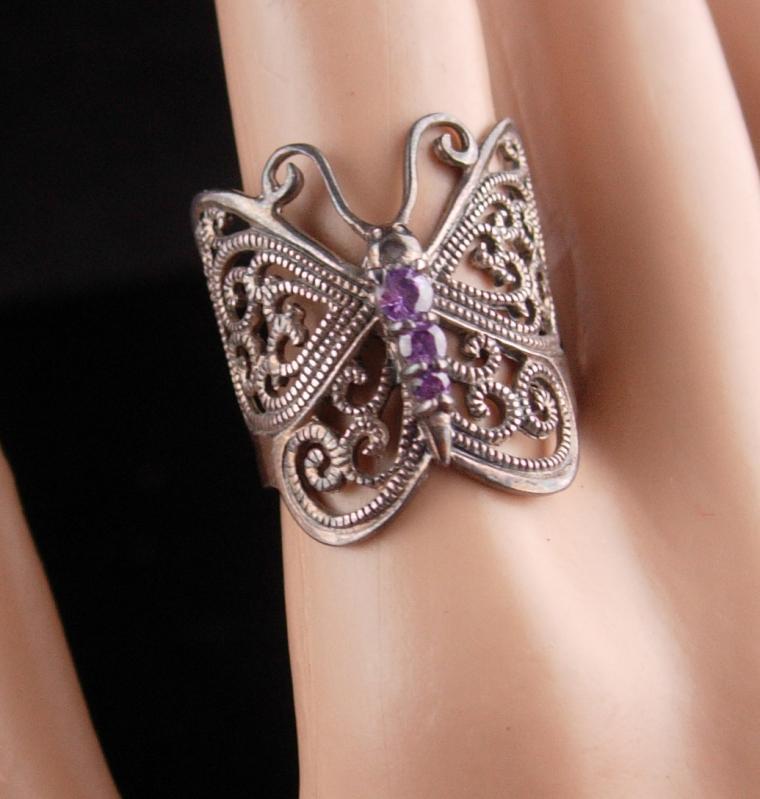 Magical Butterfly Ring / sterling amethyst ring / Fairy goddess jewelry / 6th Wedding anniversary / february birthstone / silver wrap ring