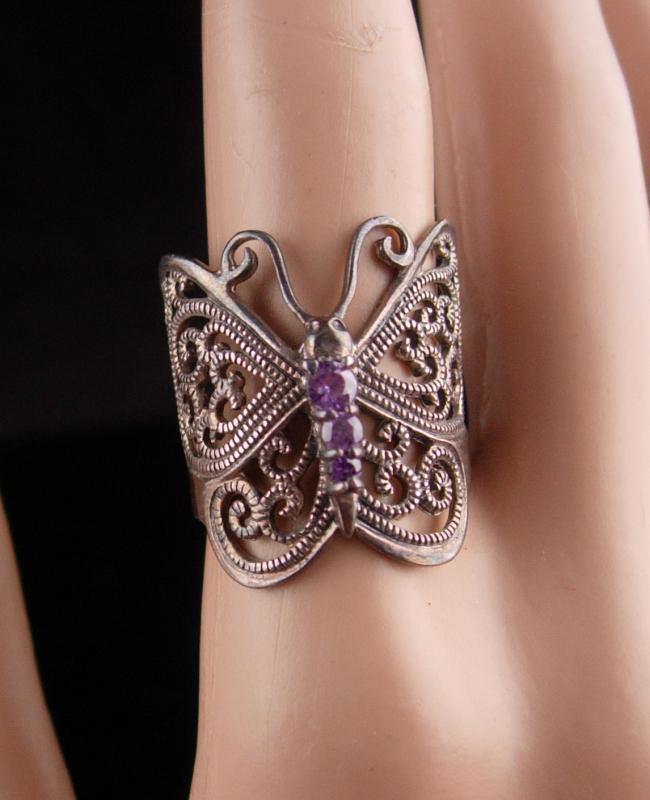 Magical Butterfly Ring / sterling amethyst ring / Fairy goddess jewelry / 6th Wedding anniversary / february birthstone / silver wrap ring