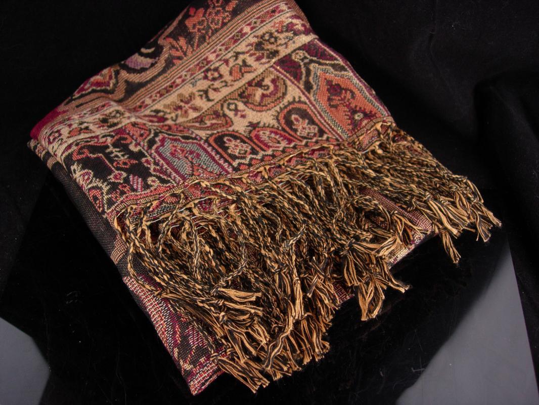 Bohemian colors / Pashmina Scarf / extra large wrap / never worn shawl / Fringe throw / Gypsy accessory tapestry colors/ gift for her 68x27